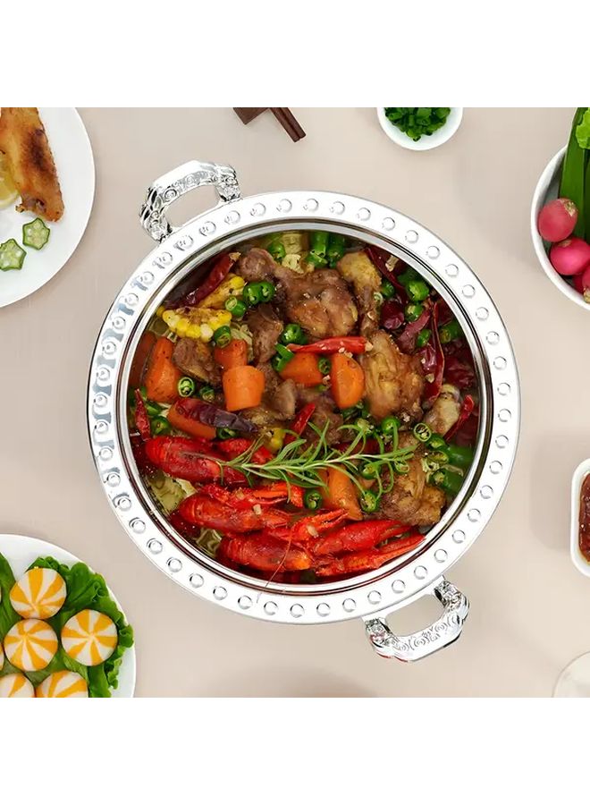 Rose Silvery Stainless Steel Buffet Hot Pot Food Warmer With Tray Stand Lid - Image 5